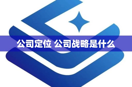 公司定位 公司战略是什么