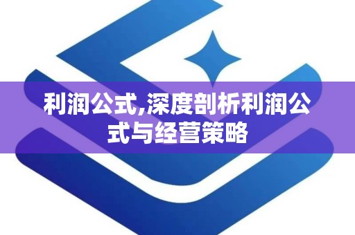 利润公式,深度剖析利润公式与经营策略