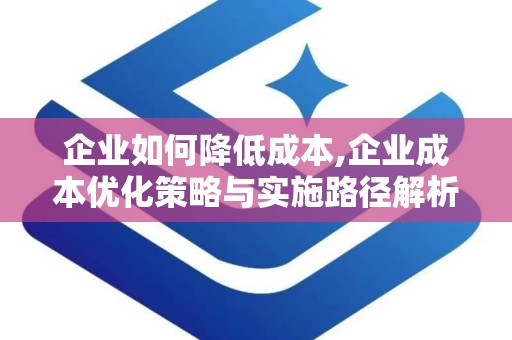 企业如何降低成本,企业成本优化策略与实施路径解析
