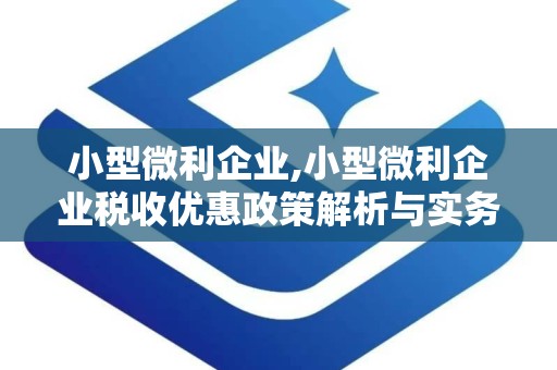 小型微利企业,小型微利企业税收优惠政策解析与实务操作指南