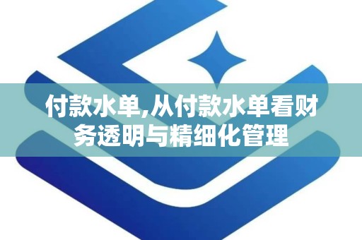 付款水单,从付款水单看财务透明与精细化管理